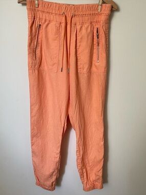 Athleta Cabo Linen Jogger Pants Coral Pink Size 4